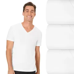 ヘインズ レディース トップス シャツ Vネック Mens Hanes Ultimate 4Pack Comfort Fit Stretch VNeck Undershirts White ホワイトのサムネイル