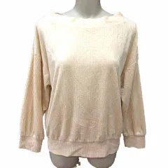 ニコアンド Niko and.. カットソー ボートネック コーデュロイ 長袖 3 M アイボリー 白 ホワイト /YK