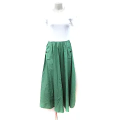 ザラ ZARA ワンピース ロング マキシ 半袖 白 ホワイト 緑 グリーン /YI