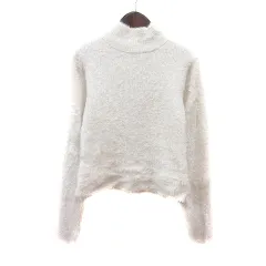 テチチ Te chichi ニット セーター ハイネック 長袖 シャギー ラメ フリー 白 アイボリー /MN