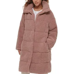 リーバイス レディース アウター ジャケット・ブルゾン キルティング コート Womens Levis Long Quilted Sherpa Coat Mauve