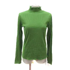 ティップトップ tip top ニット カットソー ハイネック リブ 長袖 F 黄緑 イエローグリーン /MS