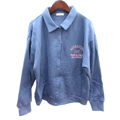 スタディオクリップ Studio Clip ステンカラージャケット スウェット プリント 裏起毛 F 青 ブルー /AU