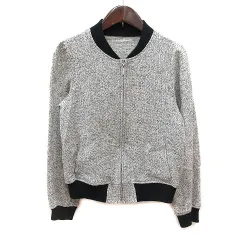 ジャスグリッティー JUSGLITTY ジャケット ジップアップ ツイード ラメ 長袖 1 黒 ブラック 白 ホワイト グレー /MS