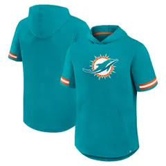 ファナティクス レディース トップス Tシャツ Mens Fanatics Aqua Miami Dolphins Optimal Play Short Sleeve Hooded TShirt Dol Turq A アクア