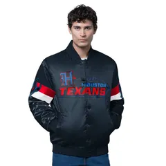 スターター レディース アウター ジャケット・ブルゾン ヴィンテージ サテン ロゴ Menstarter Black Houston Texans Triple Option Satin Varsitのサムネイル