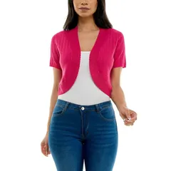 ニナレオナルド レディース アウター ニット・セーター カーディガン Womens Nina Leonard Scallop Bolero Cardigan Dragon Fruit