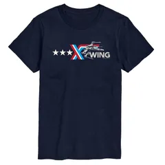アニメキャラクター レディース トップス Tシャツ ロゴ グラフィック Licensed Character Menstar Wars XWing Americana Logo Graphic Tee Navy ネイビー