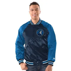 スターター レディース アウター ジャケット・ブルゾン Tシャツ Menstarter NavyBlue Minnesota Timberwolves Inductee FullSnap Varsitのサムネイル
