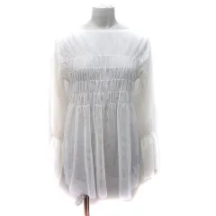 カスタネ Kastane チュニック メッシュ シャーリング ベルスリーブ 長袖 F アイボリー /YI