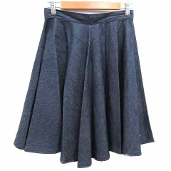 トミーヒルフィガー TOMMY HILFIGER フレアスカート ひざ丈 デニム 4 XS 紺 ネイビー /YK ●RY