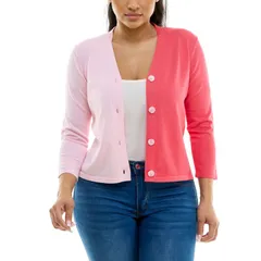 ニナレオナルド レディース アウター ニット・セーター カラーブロック Womens Nina Leonard Colorblock Sweater Light Rose Coral Pink ピンクのサムネイル