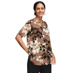 ジェシカロンドン レディース トップス Tシャツ カットアウト プラスサイズ ニット Jessica London Womens Plusize Stretch Knit Cutout Swing Tunic Mocha Graphic Floral モカ