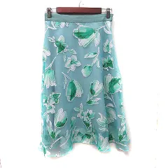 ジルスチュアート JILL STUART フレアスカート ロング 花柄 4 L 緑 グリーン 白 ホワイト /YI