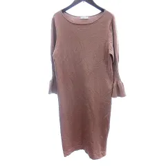 スタイルデリ STYLE DELI ニット ワンピース ミモレ ロング キャンディースリーブ 長袖 1 S 茶 ブラウン /AU