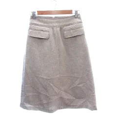 ナチュラルビューティーベーシック NATURAL BEAUTY BASIC 台形スカート ミモレ ロング ツイード ウール M ベージュ /AU