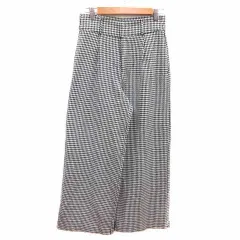 ザラ ZARA trf ワイドパンツ 千鳥格子 S 黒 ブラック 白 ホワイト /YK