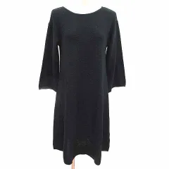 グローバルワーク GLOBAL WORK ワンピース ひざ丈 ニット 長袖 F 黒 ブラック /YK