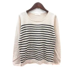 エニィスィス エニシス anySiS ニット カットソー ボーダー 長袖 M ライトベージュ /MN