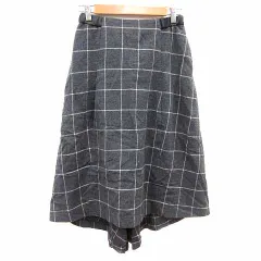 ギャバジンケーティー Gabardine K.T フレアスカート ロング チェック ウール 7 グレー /YK