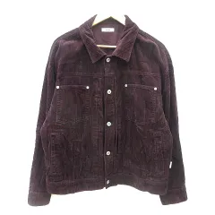 ペルーシュ Perushu ステンカラージャケット コーデュロイ M 赤紫 ボルドー /MN