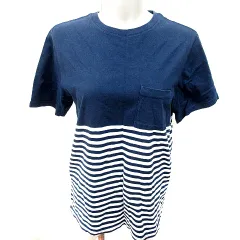 サタデーズサーフ SATURDAYS SURF NYC ニット カットソー Uネック 半袖 ボーダー M 紺 ネイビー 白 ホワイト /RT