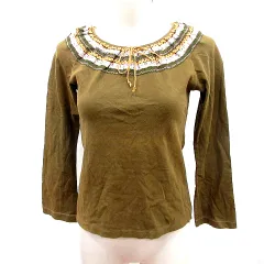 レストローズ L'EST ROSE ニット カットソー Uネック 長袖 カーキ /RT