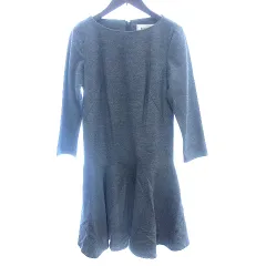 ロペ ROPE ワンピース ひざ丈 マーメイド ウール 長袖 九分袖 38 M グレー /AU