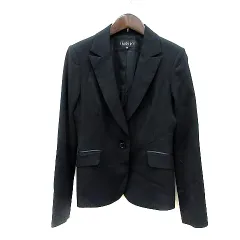 インディヴィ INDIVI テーラードジャケット シングル 総裏地 ウール 38 M 黒 ブラック /MN