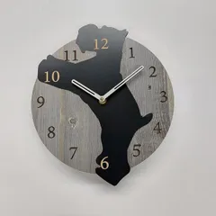 名入れ・文字入れ無料　はみだし立ちワンちゃん壁掛け時計　シュナウザー　黒　静音壁掛け時計　おしゃれ　職人が作る日本製