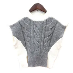 ザラ ZARA ニット セーター フレンチスリーブ ケーブル XS グレー 白 ホワイト /MN