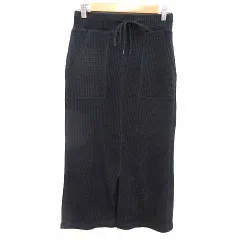 ジーユー GU タイトスカート ロング ワッフル地 S 黒 ブラック /YK ●RY