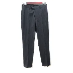 ビサルノ VISARUNO スラックスパンツ ストライプ ウール 黒 ブラック /YI