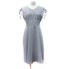 ミーア MIIA ワンピース ロング ノースリーブ 千鳥格子 F 黒 ブラック /YI