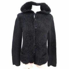 ケーティー キヨコ タカセ  K.T KIYOKO TAKASE カーディガン ニット パーカー シャギー 長袖 モヘヤ混 M 黒 ブラック /YK