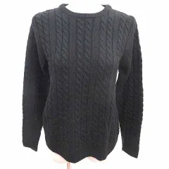 ニコアンド Niko and.. ニット セーター ケーブル 長袖 アルパカ混 3 M 黒 ブラック /YK