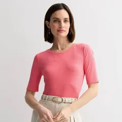 ナインウェスト レディース トップス Tシャツ Womens Nine West Fitted Elbow Sleeve Tee Coral Vista コーラルのサムネイル
