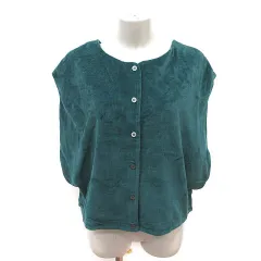 サマンサモスモス SM2 ベスト ベロア 前開き F 緑 グリーン /MS