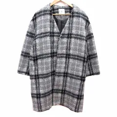 ロペピクニック ROPE Picnic ノーカラーコート 総裏地 チェック 38 M グレー 黒 ブラック /YK