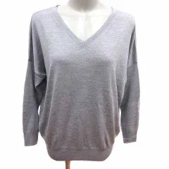 ユナイテッドアローズ UNITED ARROWS ニット カットソー Vネック 長袖 ウール カシミヤ混 グレー /YK