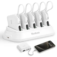 Yoobao充電用ドックと10000mAh5個セット充電ステーション置くだけで充電Type-Cケーブル内蔵出入力急速充電電源PD20W2台同時充電スマホ充電器コンパクトLED残量表示機内持ち込み可能旅行/出張/アウトドア/停【送料無料】【☆Yuki☆Shop】
