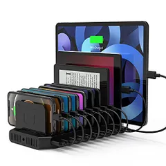Unitek 2023 USB充電ステーション 10ポート PD18W PD60W 卓上充電スタンド 120W PSE認証済 10台同時充電 1.5A/2.4A/3A スマートIC搭載 複数台対応 Android/iPhon【送料無料】【☆Yuki☆Shop】