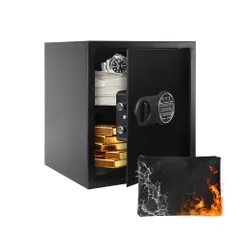 金庫 家庭用 金庫 小型 49L 大容量 仕切り板調整可能 財布用防火ポーチ&Type-C緊急用ポート 内蔵LED照明 暗証番号と緊急キーの二重ロック 防災防盗 オフィス 店舗 ご家庭に 壁面床面固定可能【送料無料】【☆Yuki☆Shop】