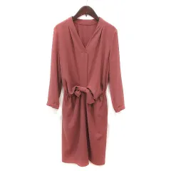 オフオン ofuon ワンピース ひざ丈 長袖 38 ピンク /MS