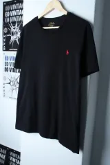 (L-XL) ポロラルフローレン 無地 半袖 Tシャツ ブラック ポニー -17E50