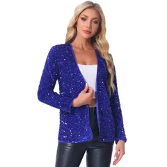 アレグラ ケー レディース アウター ジャケット・ブルゾン スパンコール カーディガン ALLEGRA K Sequin Jacket for Womens Open Front Long Sleeve Glitter Disco Party Cardigan