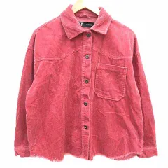 ザラ ZARA シャツジャケット コーデュロイ 長袖 M ピンク /YK