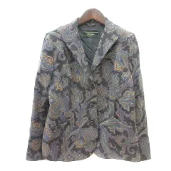 レリアン Leilian ステンカラージャケット 総裏地 総柄 ウール 9 M グレー /MN