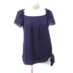 インディヴィ INDIVI シフォンブラウス プルオーバー 半袖 38 M 紫 パープル /YI