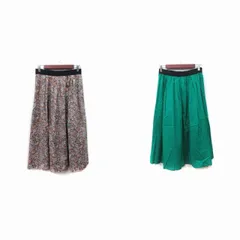 ヴィルカ Virca リバーシブル フレアスカート ギャザー ペイズリー柄 38 M 茶 ブラウン 緑 グリーン /YI